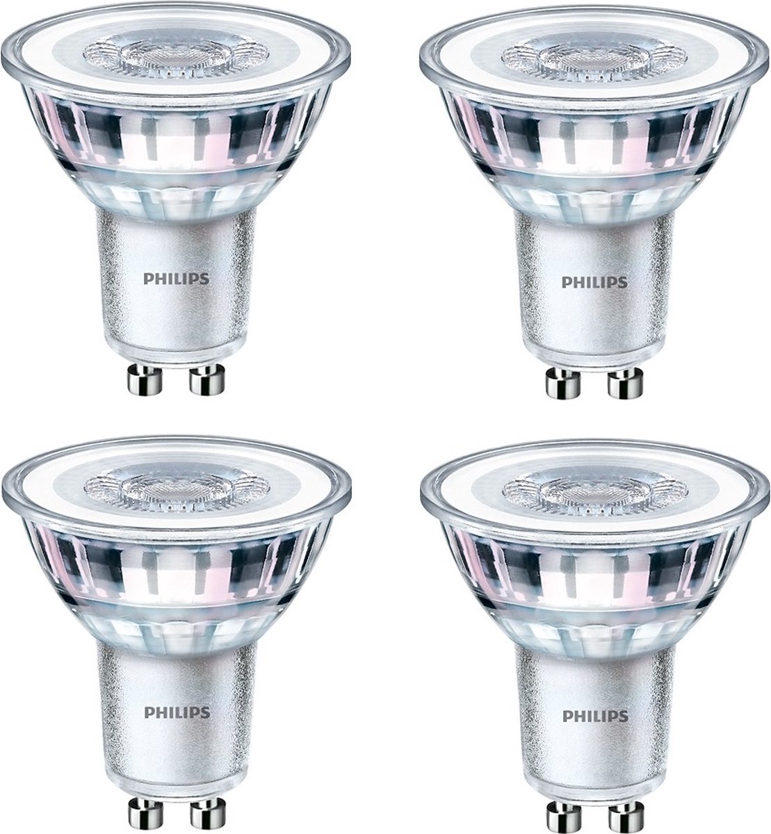 4 stuks | Philips SceneSwitch LED GU10 4.8W-3.5W-1.5W Ø5cm 3-Staps dimbaar | GU10 | Extra Warm Wit | 15.000 Branduren