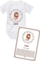 Romper en schilderij sterrenbeeld Leeuw (baby) maat 62/68 cadeau set