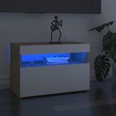 vidaXL Nachtkastje met LED-verlichting 60x35x40 cm wit en sonoma eiken