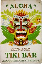 Tiki bar eat drink chill - Metalen borden - Wandbord - Metalen borden - 20x30cm - Eco vriendelijk - Metalen decoratie - UV bestendig - Cadeau - Uniek - Bar decoratie - Cave & Garde