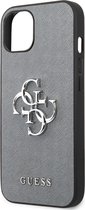 Apple iPhone 13 Mini Hoesje Guess Grijs met Logo Zilver