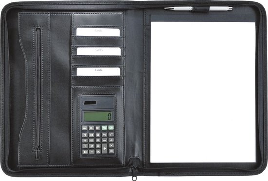 Leren schrijfmap A4 met rits en calculator | bol.com