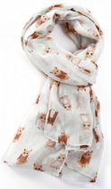 Lichte dames sjaal met uiltjes | Wit | Mode accessoire | Geschenk | Cadeau voor haar