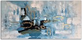 Schilderij abstract blauw 140 x 70 - Artello - handgeschilderd schilderij met signatuur - schilderijen woonkamer - wanddecoratie - 700+ collectie Artello schilderijenkunst