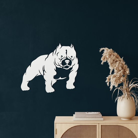Décoration murale |Chien tyran américain / Chien tyran américain| Métal - Art mural | Décoration murale | Salle de séjour |Blanc| 45x39cm