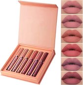 Lippenstift Set - 6 Natuurlijke Kleuren - Matte Lipgloss - Geschenkdoos - Langhoudend - Waterproof - Nude - Mat Effect - Make-Up Cadeau