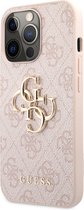 Apple iPhone 13 Pro Max Hoesje Guess Roze met Logo Goud