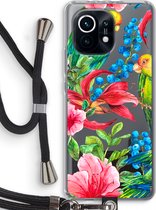 Case Company® - Xiaomi Mi 11 hoesje met Koord - Papegaaien - Telefoonhoesje met Zwart Koord - Bescherming aan alle Kanten en Over de Schermrand