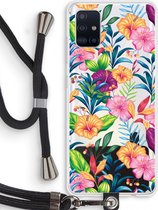 Case Company® - Samsung Galaxy A51 4G hoesje met Koord - Tropisch 2 - Telefoonhoesje met Zwart Koord - Bescherming aan alle Kanten en Over de Schermrand