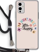 Case Company® - OnePlus 9 hoesje met Koord - Happy days - Telefoonhoesje met Zwart Koord - Bescherming aan alle Kanten en Over de Schermrand