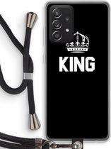 Case Company® - Samsung Galaxy A52 hoesje met Koord - King zwart - Telefoonhoesje met Zwart Koord - Bescherming aan alle Kanten en Over de Schermrand
