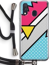 Case Company® - Samsung Galaxy A40 hoesje met Koord - Pop Art #3 - Telefoonhoesje met Zwart Koord - Bescherming aan alle Kanten en Over de Schermrand