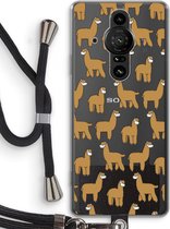 Case Company® - Sony Xperia Pro-I hoesje met Koord - Alpacas - Telefoonhoesje met Zwart Koord - Bescherming aan alle Kanten en Over de Schermrand
