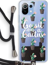 Case Company® - Xiaomi Mi 11 Lite hoesje met Koord - Cactus quote - Telefoonhoesje met Zwart Koord - Bescherming aan alle Kanten en Over de Schermrand