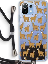 Case Company® - Xiaomi Mi 11 Lite hoesje met Koord - Alpacas - Telefoonhoesje met Zwart Koord - Bescherming aan alle Kanten en Over de Schermrand