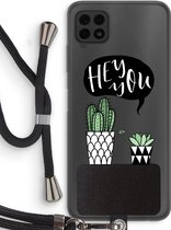 Case Company® - Samsung Galaxy A22 4G hoesje met Koord - Hey you cactus - Telefoonhoesje met Zwart Koord - Bescherming aan alle Kanten en Over de Schermrand