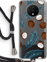Case Company® - OnePlus 7T hoesje met Koord - Kokosnoot - Telefoonhoesje met Zwart Koord - Bescherming aan alle Kanten en Over de Schermrand