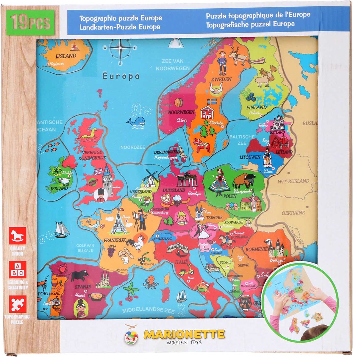 Playwood / Roel Houten puzzel Europa - Topografie leren - Landen en hoofdsteden