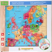 Houten puzzel Europa - 19 delig - landen en hoofdstad - topografie educatie