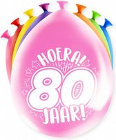 ballonnen Party 80 jaar 18,5 x 11 cm latex 8 stuks