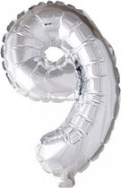 folieballon Cijfer 9 102 cm zilver