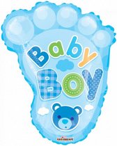 folieballon baby boy foot jongens 18 cm blauw