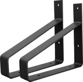 Industriële plankdrager - schapdrager - 20 cm - mat zwart - staal - metaal - set van 2 stuks - Robustiek Wonen