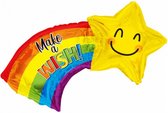 folieballon Make A Wish Star junior 70 cm geel