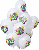 ballonnen Color Splash 100 Jaar 30 cm latex wit 12 stuks