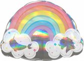 folieballon holografische regenboog 28 x 71 cm zilver