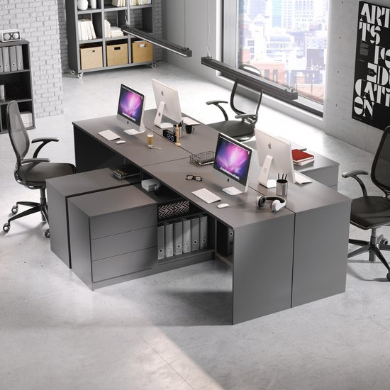 Knop Nutteloos Industrieel InspireMe- Modern bureau, tafel, hoektafel voor op kantoor, kinderkamer,  spelletjes,... | bol.com
