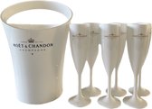 Glacière Moët & Chandon Ice Imperial / Seau à glace comprenant 6 flûtes blanches / Seau à vin de Luxe et verre à champagne 6x