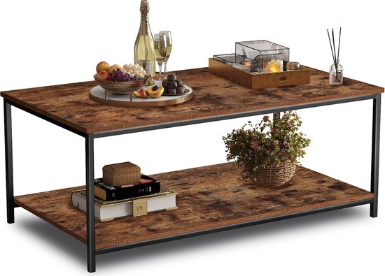 HeyHeaven® Table Basse Industrielle Rectangle 80 x 50 cm - Table Basse ou Table d'Appoint | Bois stratifié