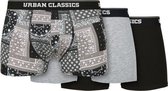 Urban Classics Boxershorts set -S- Organic 3-Pack bandana Grijs/Zwart