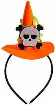 diadeem hoed skull junior 9,5 cm vilt oranje