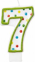 verjaardagskaars 7 - Polka Dots 7,6 cm groen/wit