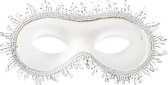 verkleedmasker franje textiel wit one-size