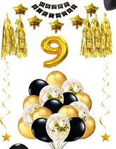 9 jaar verjaardag feest pakket Versiering Ballonnen voor feest 9 jaar. Ballonnen slingers sterren opblaasbaar cijfer 9.