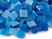 Mozaïeksteentjes 1 cm - mix turquoise blauw; 500 gr XL-pack
