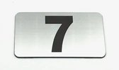 Nummerplaatje 7 - Nummerbordje - Huisnummer - Deur en Kamernummer - Lockernummer - Plakcijfers - Zelfklevend - Brievenbus Nummer - RVS Look - 80 mm x 50 mm x 1,6 mm - 5 jaar Garantie