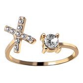 Ring Met Letter - Ring Met Steen - Letter Ring - Ring Letter - Initial Ring - (Zilver) Gold-Plated Letter X - Cadeautje voor haar