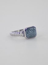 Ring met grijze steen maat 16 - zilver