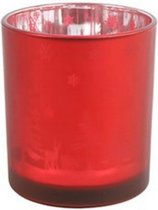 theelichthouder Dottie 8 cm glas rood/zilver