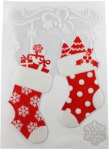 raamsticker kerstsokken 28,5 x 40 cm rood/wit