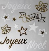 stickerset "Joyeux NoÃ«l" 28,5 x 30,5 cm wit/goud 12-delig