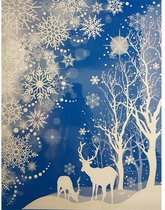 raamsticker Winterlandschap herten 41 x 29 cm wit