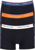 Tommy Hilfiger trunks (3-pack) heren boxers normale lengte - blauw met gekleurde tailleband -  Maat: XL