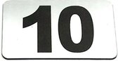 Nummerplaatje 10 - Nummerbordje - Huisnummer - Deur en Kamernummer - Lockernummer - Plakcijfers - Zelfklevend - Brievenbus Nummer - RVS Look - 80 mm x 50 mm x 1,6 mm - 5 jaar Garan