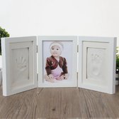 Jusenda® Baby fotolijst -Geboorte Fotolijst- Handafdruk & Voetafdruk  3D - DIY - Zachte Klei Stamp - Woondecoratie