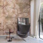 WallHaus - Jungle Behang Palm Leaves - Beige - Vliesbehang - 200cm x 280cm